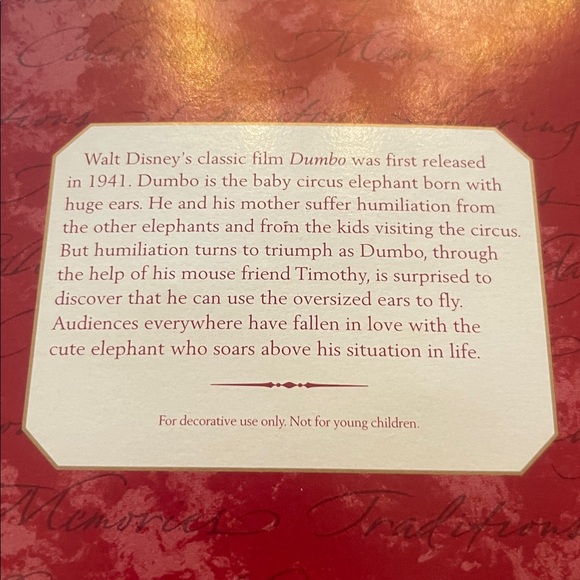 Hallmark - Disney Dumbo Plush with Pink Ears Christmas Ornament - Picture 4 of 4